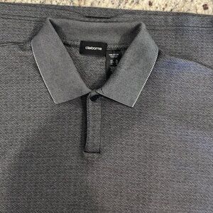 Claiborne Polo size XL. Black/grey muted print. Pima cotton blend. Very clean.